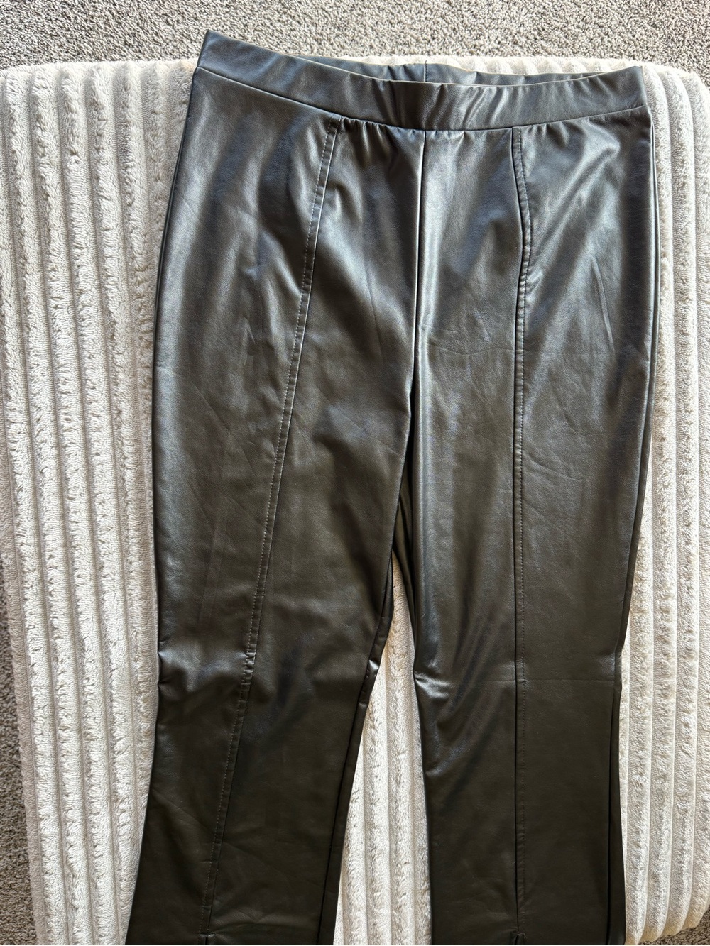 Black Faux Leather Women’s Flare Pants